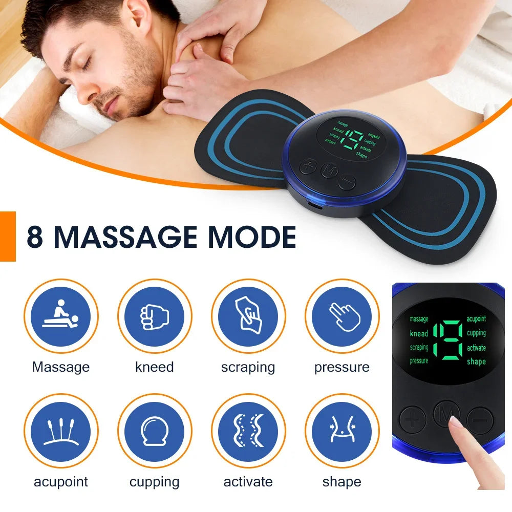 Mini Massajador Elétrico EMS – Alívio Muscular Portátil para Pescoço e Corpo