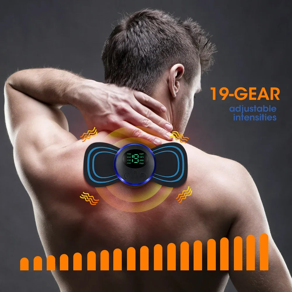 Mini Massajador Elétrico EMS – Alívio Muscular Portátil para Pescoço e Corpo