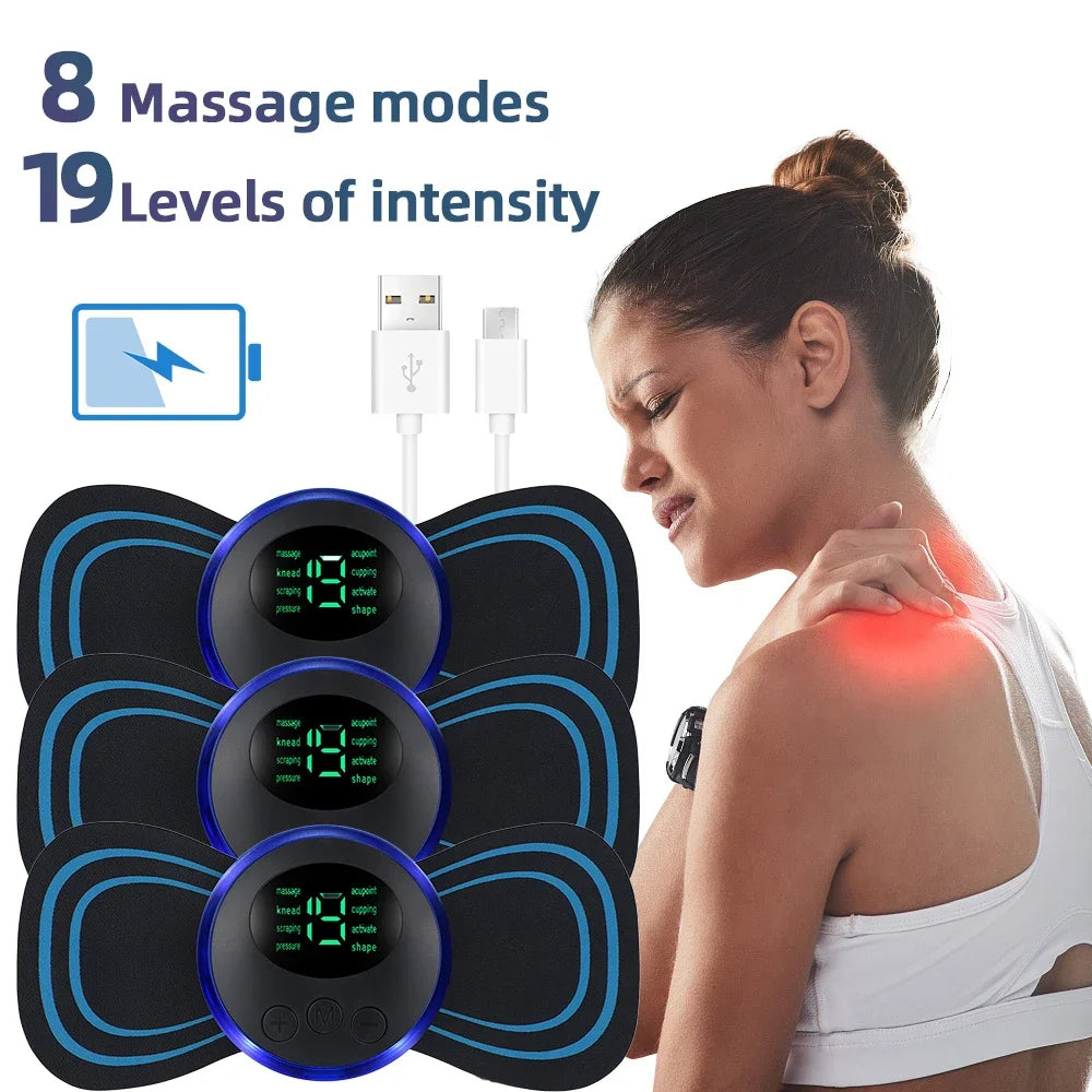 Mini Massajador Elétrico EMS – Alívio Muscular Portátil para Pescoço e Corpo