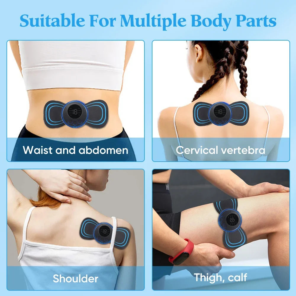 Mini Massajador Elétrico EMS – Alívio Muscular Portátil para Pescoço e Corpo